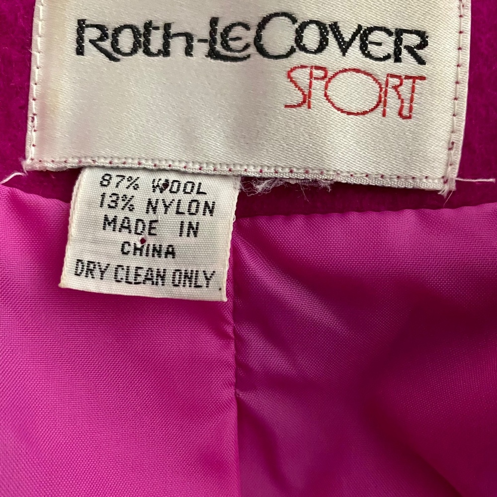 Women's Stunning Raspberry Pink Wool Short Jacket, Roth-Le-Cover Coat. S. 10-12. - Picture 15 of 16
